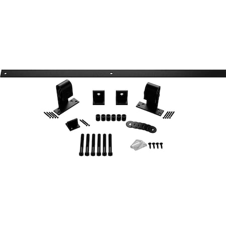 Ekena Millwork Premium J-Top Mount Barn Door Hardware Set w/ 7' Track for 1 3/8" to 2 1/4" Doors, Matte Black GB60010H7MB